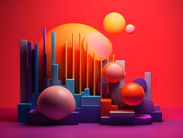 Free photo gradient of vibrant colors of abstract 3d art installation