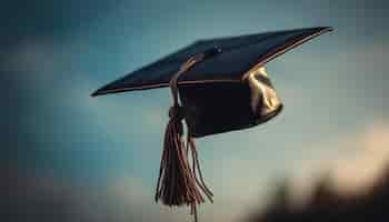 Free photo graduation gown cap tassel success achieved generated by ai