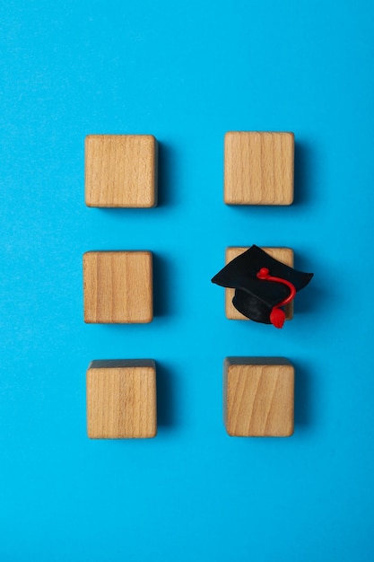 Graduation in high school and university concept top view