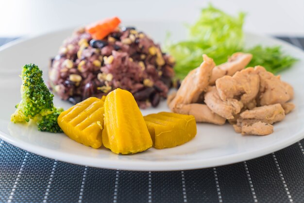 grain with rice berry and roast pork