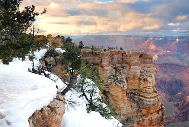 Free photo grand canyon panorama view in winter with snow