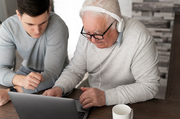 grand parent learning to use digital divice