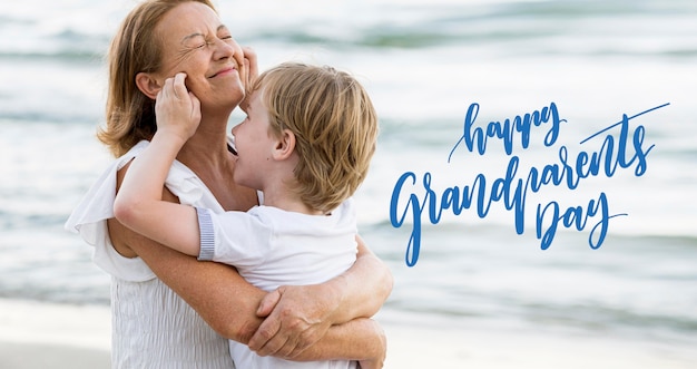 Free photo grandma and grandson celebrating grandparents day