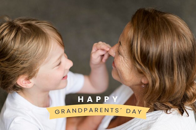 Grandma and grandson celebrating grandparents day