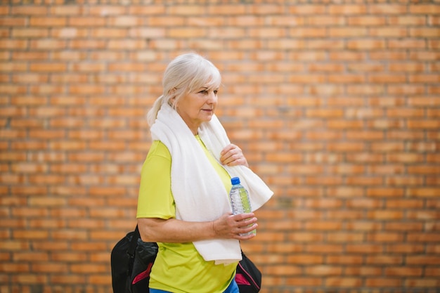 Grandmother in fitness center