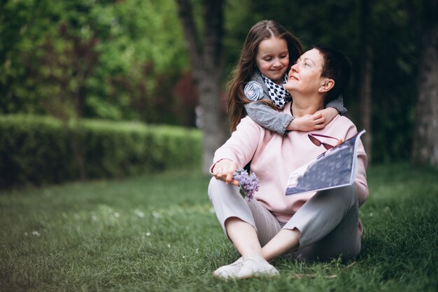 Grandmother and grandchild in park