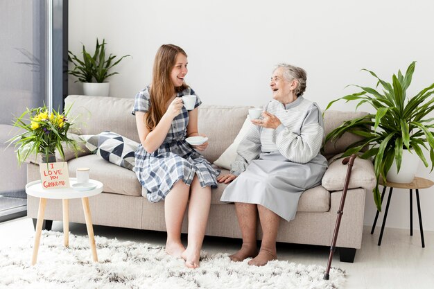 Grandmother happy to spend time with family