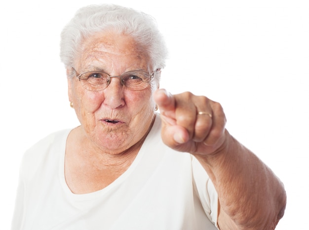 Grandmother pointing