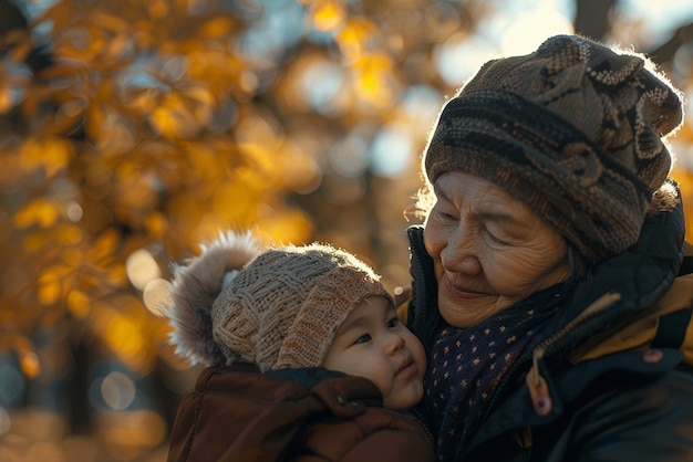 Free photo grandmother showing affection towards grandchild  for grandparent's day