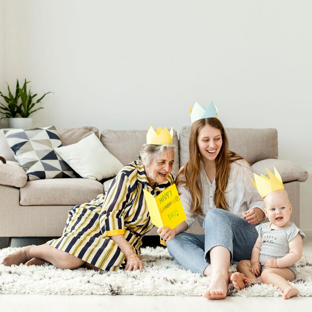 Grandmother spending quality time with family