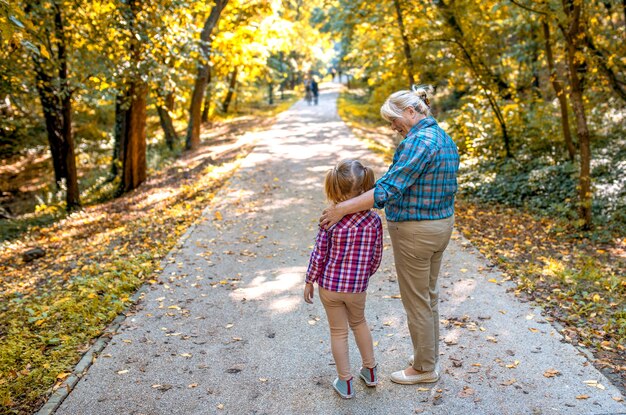 Grandmother with her grandchild in the park