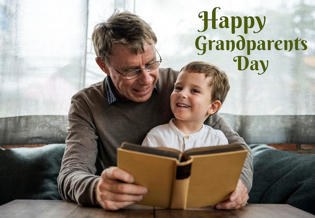 Free photo grandpa and grandson celebrating grandparents day
