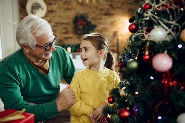 おじいちゃん私たちのクリスマスツリーが最も美しくなります