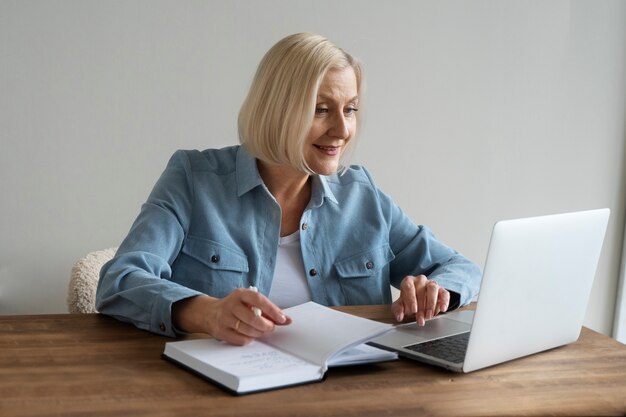 Grandparent learning to use technology