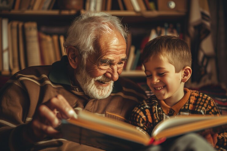 Free Photo grandparent's day celebration scene with grandparents and grandchildren showcasing a happy family