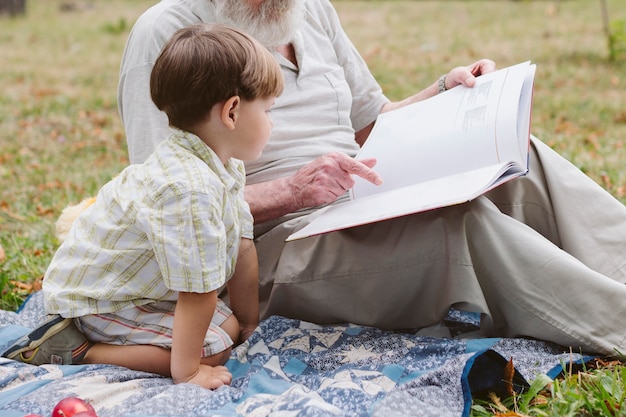 Grandson listening to grandpa story