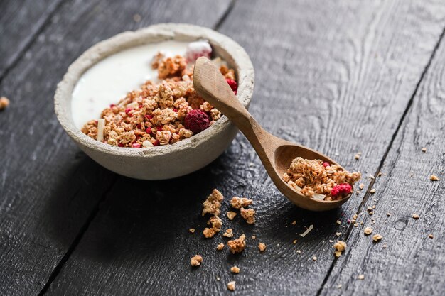 Granola. Delicious breakfast on the table