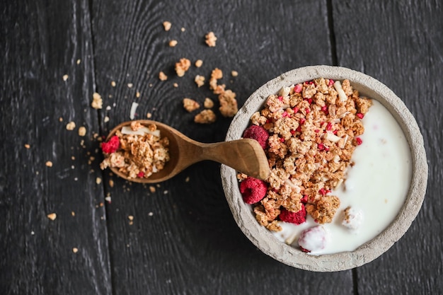 Granola. Delicious breakfast on the table