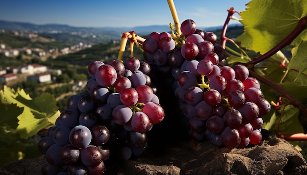 Foto gratuita vigneto, frutto maturo, raccolto fresco, natura, dolce ristoro generato dall'intelligenza artificiale