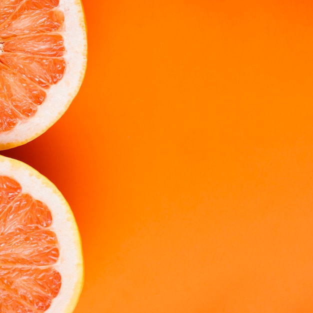 Grapefruit background and copyspace on right