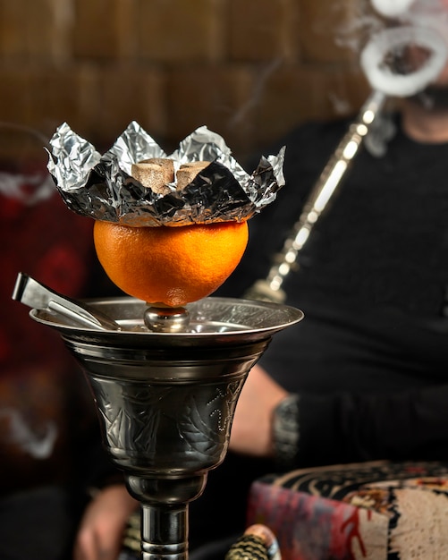 Grapefruit hookah with lots of smoke