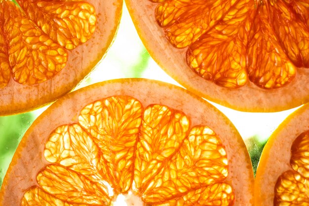 Grapefruit slices with blurred background