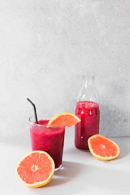 Grapefruit smoothie in bottle