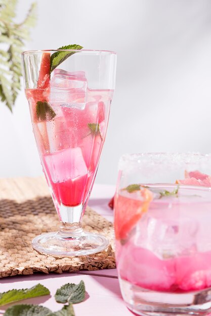 Grapefruit and strawberry fresh drink