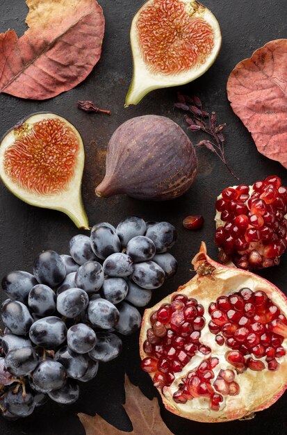 Grapes and pomegranate autumn fruit