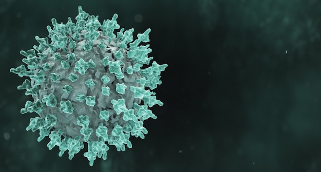 Графическая иллюстрация пандемии зеленой коронавирусной болезни на темном фоне
