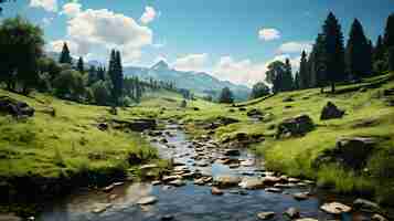 Free photo grassland river wallpaper