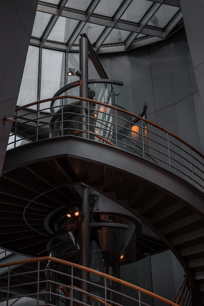 Gray concrete stairs inside building