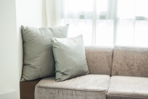 Gray cushions on a couch