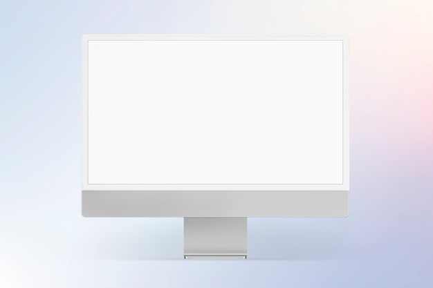 Бесплатное фото Серый минимальный компьютерный экран рабочего стола цифровое устройство с пространством для дизайна