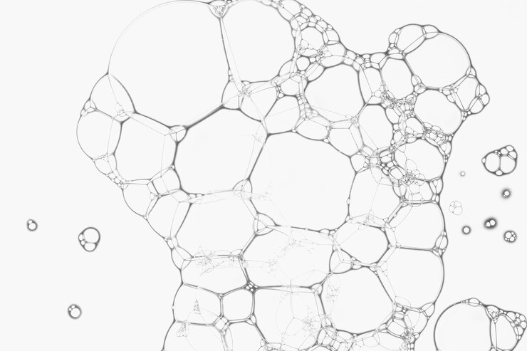 Free Photo gray soap bubble art black and white background minimal style