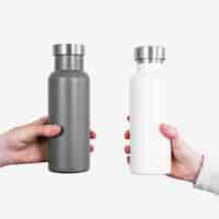 Free photo gray and white water bottles