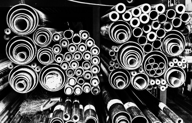 Grayscale steel pipes background