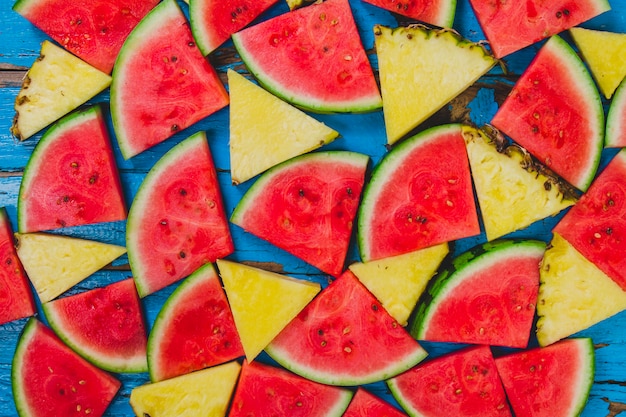 Great composition with pineapple and watermelon portions