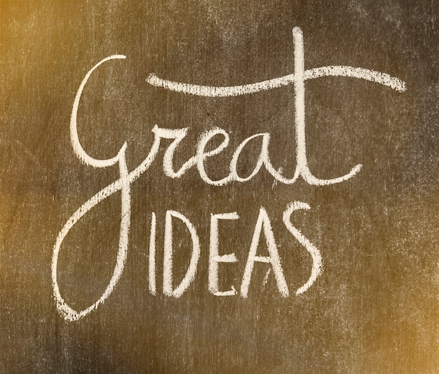 Great ideas text written on chalkboard