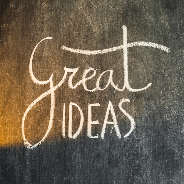 Great ideas text written with chalk on chalkboard