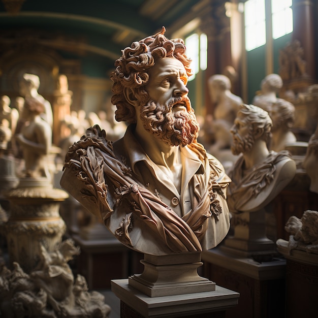 Free photo greek busts inside temple