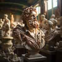 Free photo greek busts inside temple