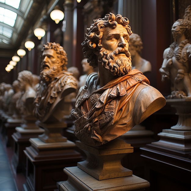 Free photo greek busts inside temple