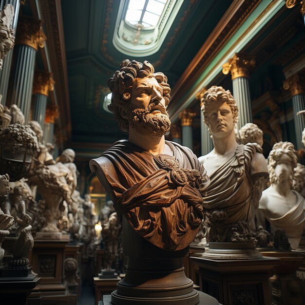 Greek busts inside temple