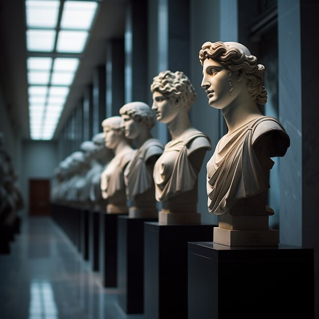 Greek busts standing in line