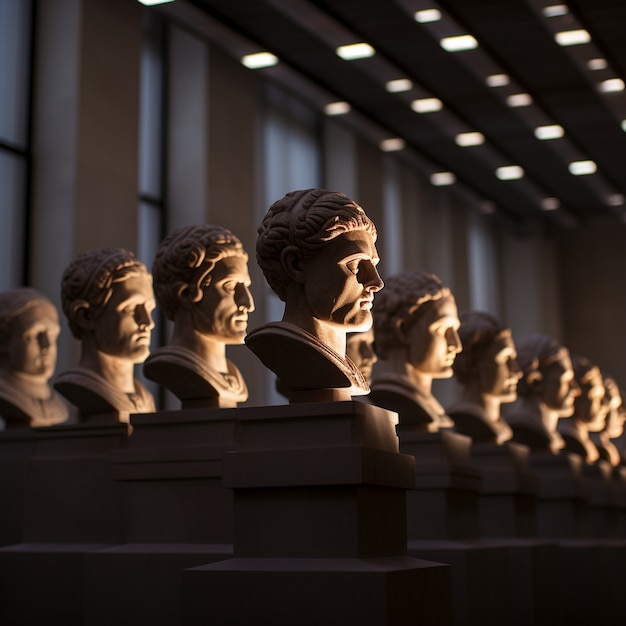 Free photo greek busts standing in line