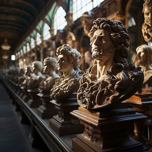 Free photo greek busts standing in line