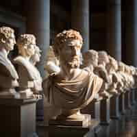 Free photo greek busts standing in line