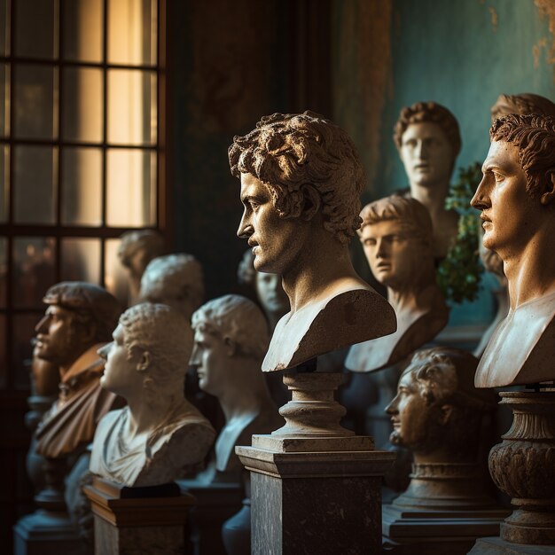 Greek busts in temple