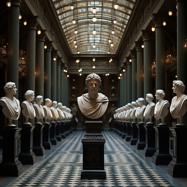 Greek busts in temple